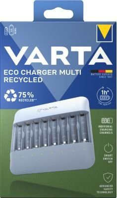 Varta Eco Charger Multi Rundzellen-Ladegerät für NiMH-Akkus in Grau mit USB-Typ-C Ladekabel - Bild 2
