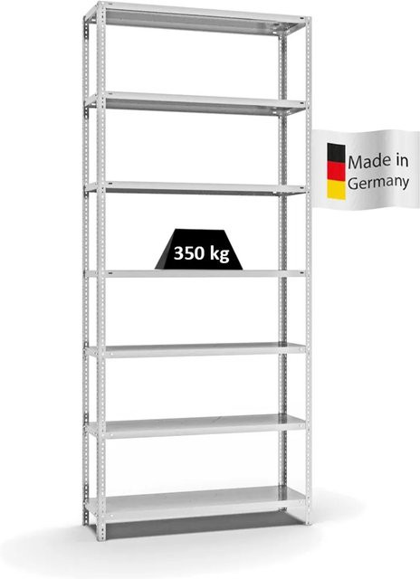 PROREGAL Heavy-Duty Fachbodenregal mit Schraubsystem, 7 Ebenen, beidseitig nutzbar, Lichtgrau, H x B x T: 300 x 130 x 40 cm - Bild 1