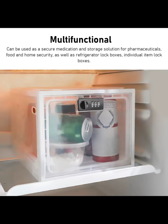 Qiilu Abschließbarer Kühlschrank-Aufbewahrungsschrank aus Kunststoff, weiß und transparent, multifunktionaler Schrank für Lebensmittel und Medizinbox - Bild 5