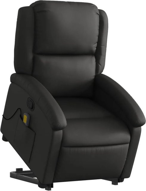 vidaXL Massagesessel mit Aufstehhilfe aus Echtleder in Schwarz - Bild 1