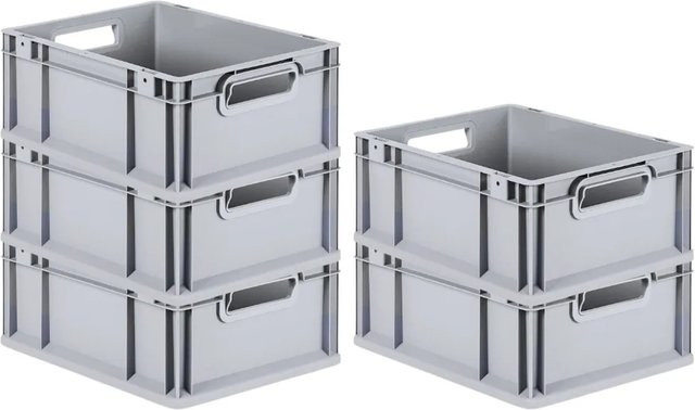 PROREGAL SparSet 5x Eurobox NextGen Grip in Grau mit verstärkten Wänden, H x B x T: 17 x 30 x 40 cm, 16 Liter - Bild 1