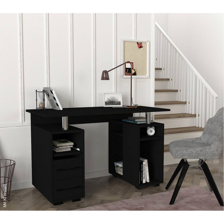 Schreibtisch Bello modern in Schwarz B/T/H: 120 x 60 x 74 cm - Bild 4