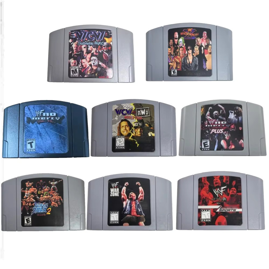 Nintendo 64 Spielkassette WCW Saturday Night und WrestleMania X US-Version Retro Sport Spiele in Grau - Bild 2
