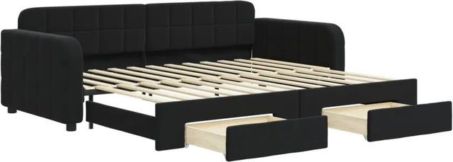 vidaXL Tagesbett aus Samt mit ausziehbaren Schubladen in Schwarz, B/T/H: 90 x 200 cm - Bild 1