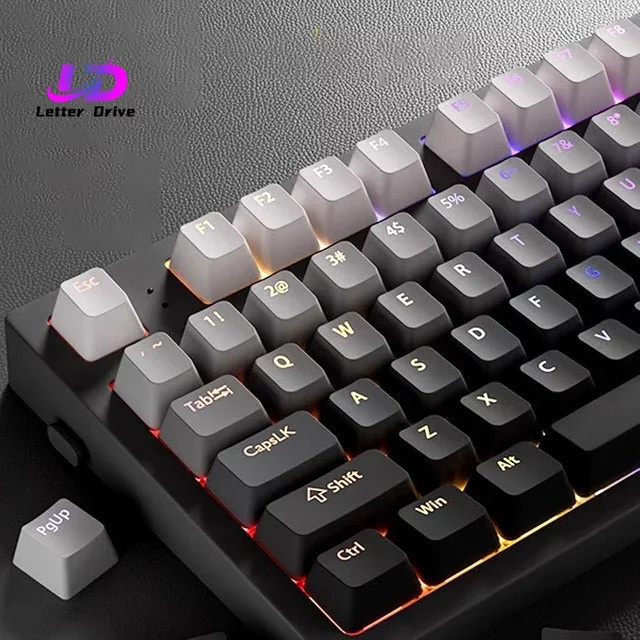 Gradient RGB-Tastenkappen im OEM-Profil aus PBT Double Shot für mechanische Gaming-Tastaturen mit MX-Schaltern, ISO-Layout, Multicolor/Schwarz - Bild 1