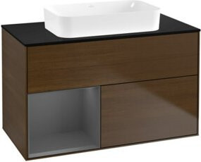 V&B Waschtischunterschrank Finion mit Wandbeleuchtung, Farbe Anthrazit, B: 100 cm, T: 60,3 cm - Bild 1
