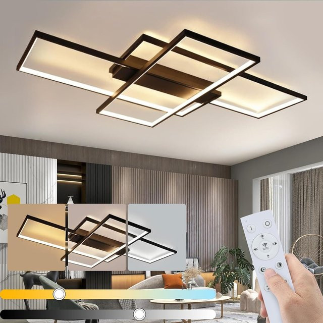 Cliheet LED-Deckenleuchte 3-flammig in Schwarz, dimmbar, 88 W, CCT Farbtemperatur 3000 K–6000 K, moderne Unterputzleuchte für dein Wohnzimmer - Bild 1
