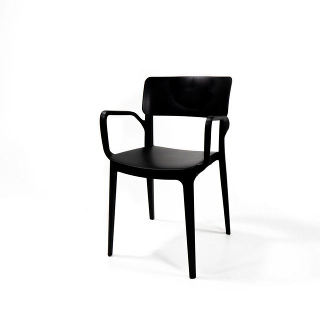 Feros Wing Stapelstuhl aus Polypropylen in Anthrazit und Schwarz, 4er Pack, B/T/H: 54 x 55 x 82 cm - Bild 1