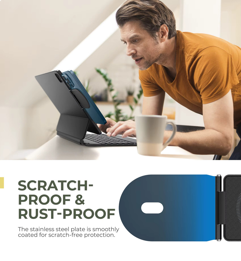 DEXNOR Magnetische Halterung für iPad Magic Keyboard und Samsung Galaxy Tab Book Cover, MagSafe-kompatibler verstellbarer Ständer, Schwarz - Bild 4
