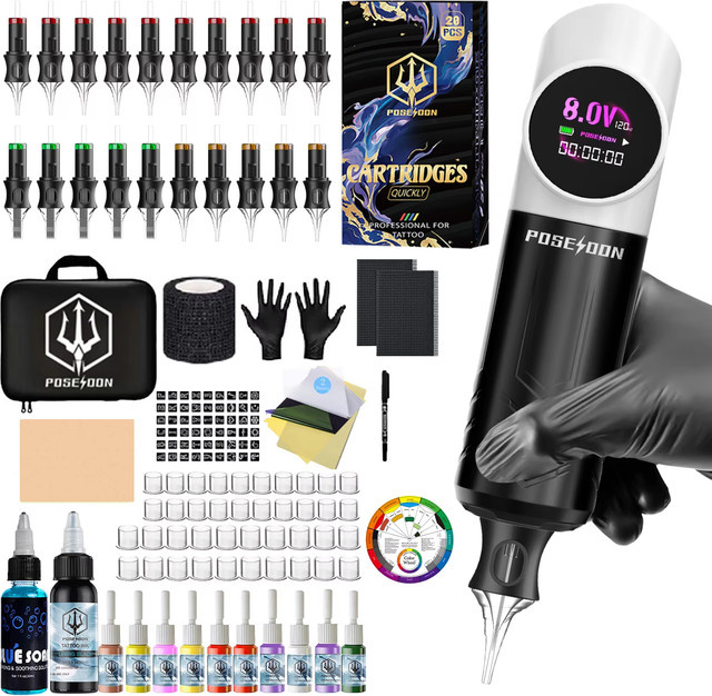 POSEIDON V5 Tattoo Kit, Permanent Make-Up Maschine, Drahtlos - Bild 1