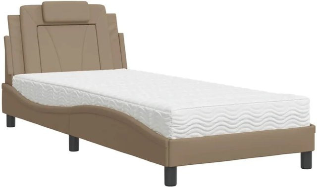 vidaXL Bett Viana mit Matratze in Cappuccino-Braun, Kunstleder und Polsterrahmen, B/T/H: 80 x 200 cm - Bild 1