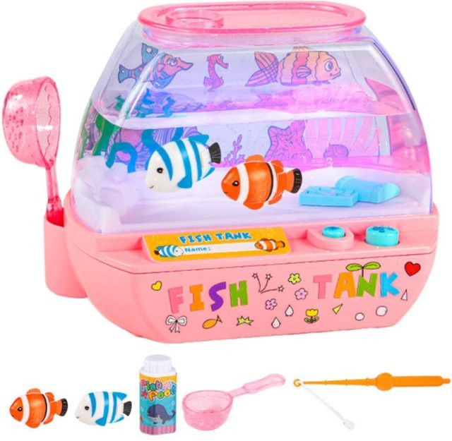 Topmix Falscher Fischtank, Mini Simulations-Fischtank, LED Beleuchtet, rosa - Bild 1