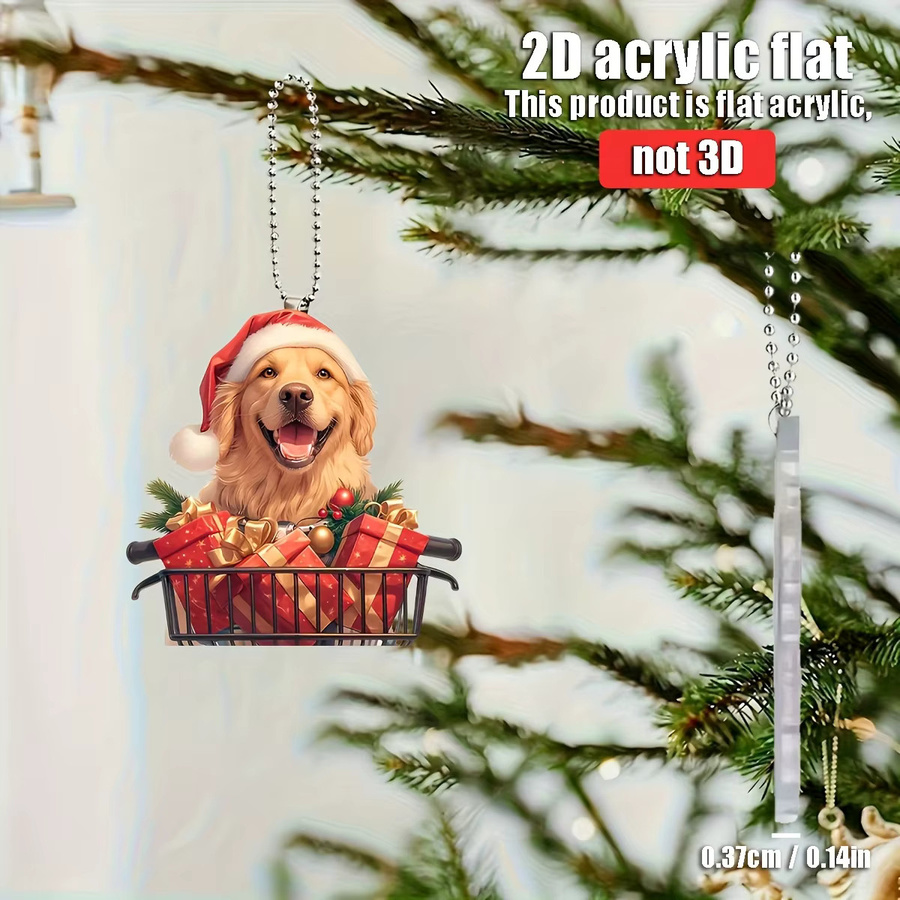 Weihnachts-Anhänger Golden Retriever aus Acryl für Auto, Rucksack und Schlüsselanhänger - Bild 4