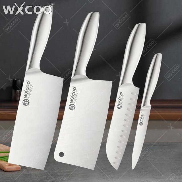 WXCOO Profi Küchenmesser Set aus Edelstahl in Silber, Allzweckmesser mit Hohlgriff für Obst, Fleisch und zum Ausbeinen - Bild 1