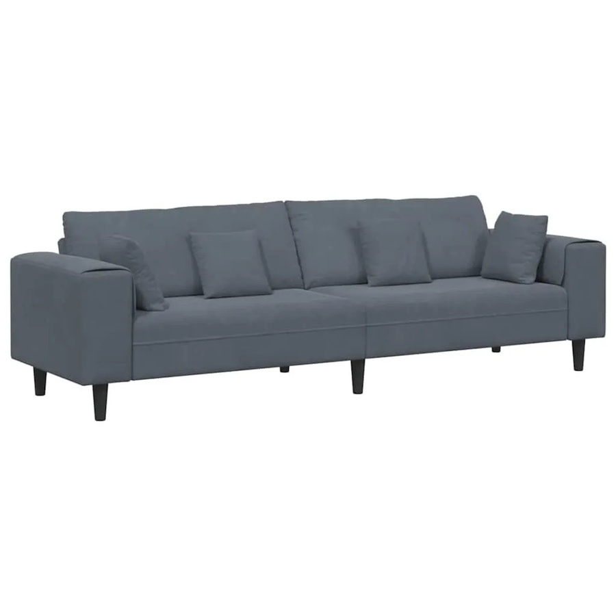 vidaXL Sofa aus Samt mit Kissen in Dunkelgrau, B/T/H: 250 x 77 x 76 cm - Bild 2