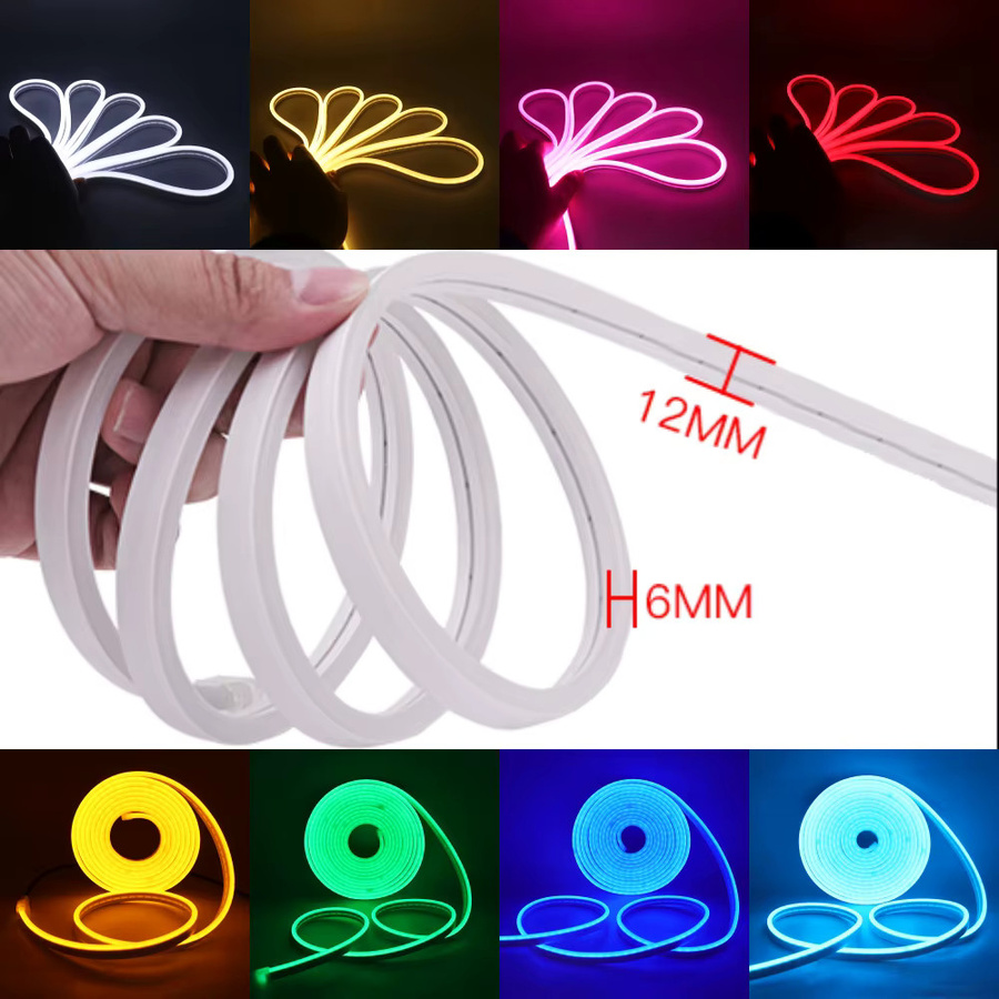 HEGEHE Solar Neon LED-Streifen IP67 wasserdichtes flexibles Silikon-Lichtband mit 120 LEDs/m, Maße: 6 x 12 mm, RGB Multicolour - Bild 2