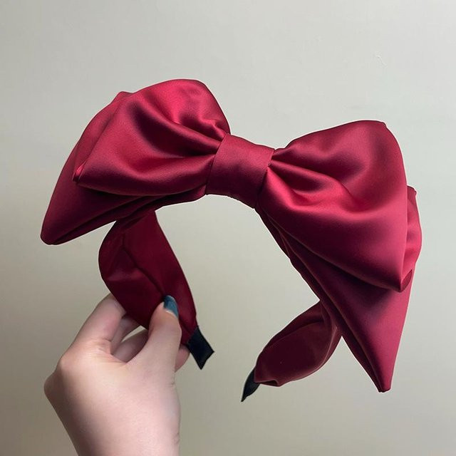 Haarreif Damen, Schwarz Rot, Große Schleife, Satinband, 6 cm breit - Bild 1