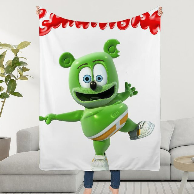 Annier Cartoon Gummibär Kuscheldecke aus Plüsch in Weiß, B/B/H: 180 x 230 cm - Bild 1