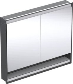 Geberit Spiegelschrank One mit 2 Türen, Glas, integrierter LED-Beleuchtung, Sensor-Schalter und Steckdose für das Badezimmer, B/H/T: 105 x 90 x 15 cm - Bild 1