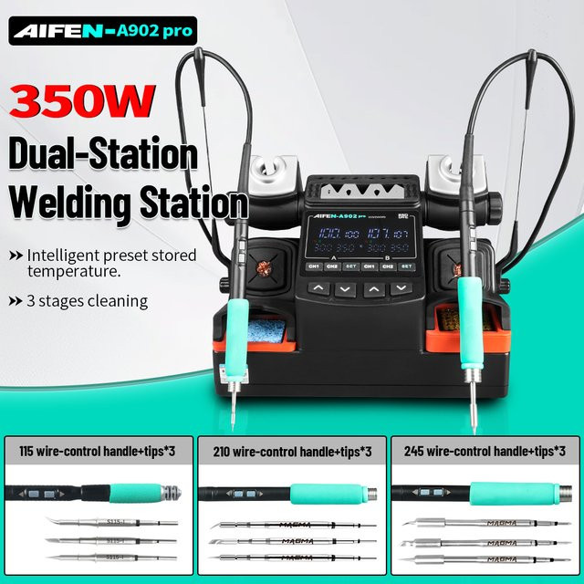 AIFEN A902PRO Doppelstation Lötstation und Rework-Station für Handy-PCB-IC-Reparatur in Schwarz - Bild 1