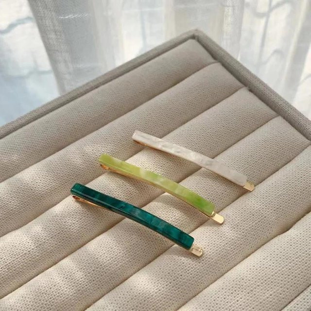YULIN Haarspangen Acetat, geometrisch, grün, Damen, 3 Stück/Set - Bild 1