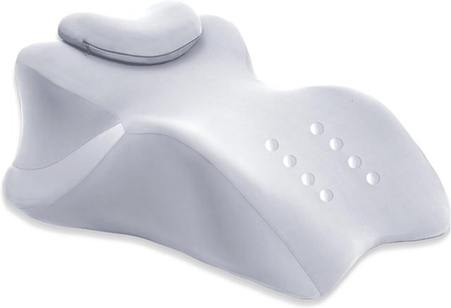 HEHUAI HT Ergonomisches Keilkissen aus Memory-Schaum mit 27 Grad Neigung zur Nacken- und Unterstützungshilfe in Grau und Weiß - Bild 1