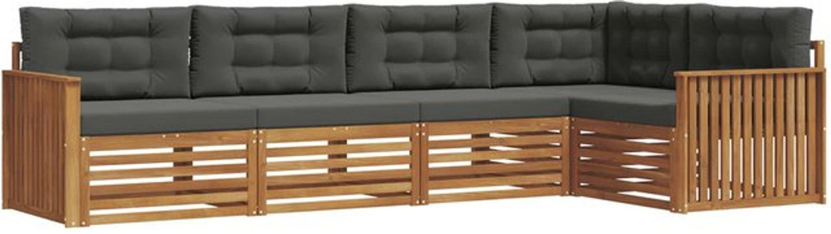 Modernes vidaXL Outdoor-Sofagarnitur aus Akazie mit 5-teiligem Set und Kissen in Natur und Anthrazit - Bild 1