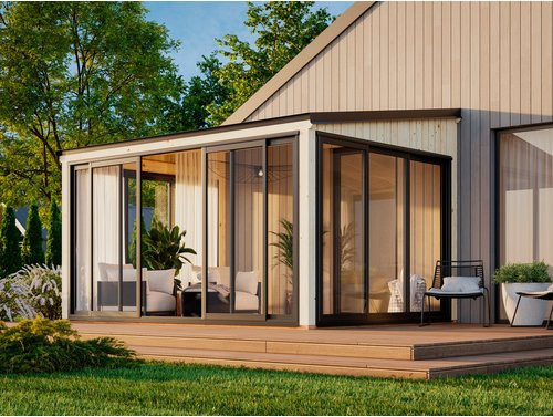 Palmako Holz-Gartenhaus Lumi Slide mit Pultdach in Grau, B/T: 420 x 297 cm - Bild 1