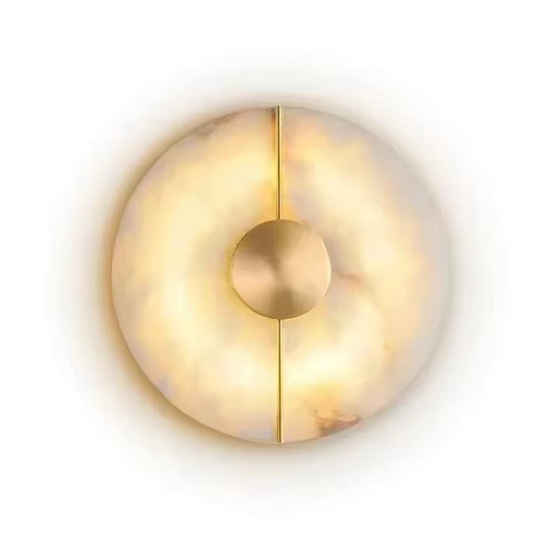 YQCHEZI Moderne Wandleuchte aus Alabaster-Marmor und Kupfer in Weiß und Kupfer für Schlafzimmer, Wohnzimmer und Flur - Bild 3
