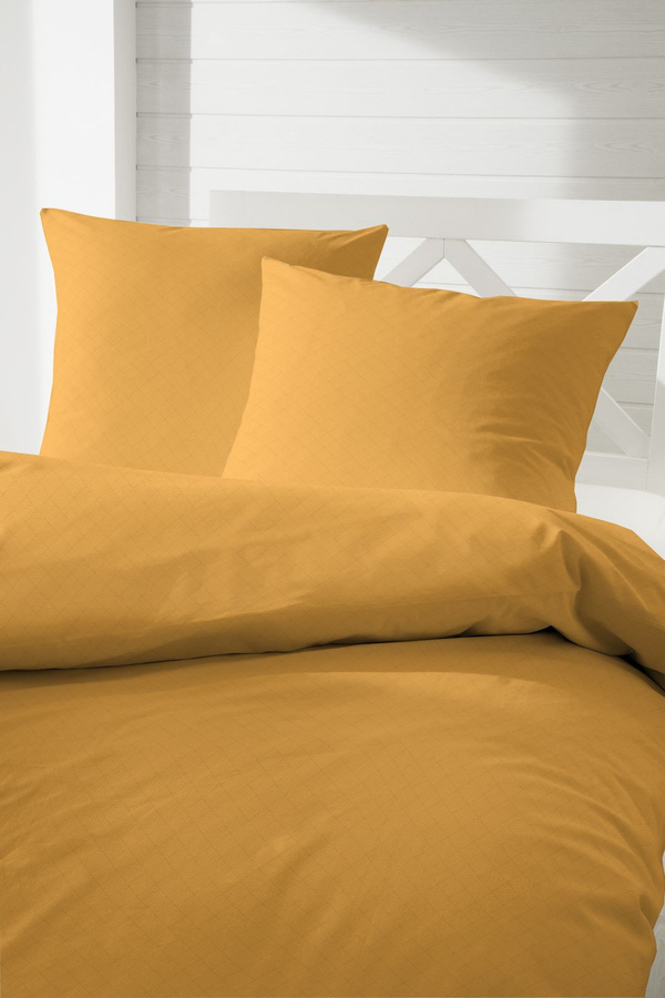 Prinz Bettwäsche Set Mako-Satin aus Baumwolle mit Kissenbezug und Bettbezug, Grafik Design, B/H: 135 x 200 cm, Farben: Blau, Braun, Gelb, Grau - Bild 1