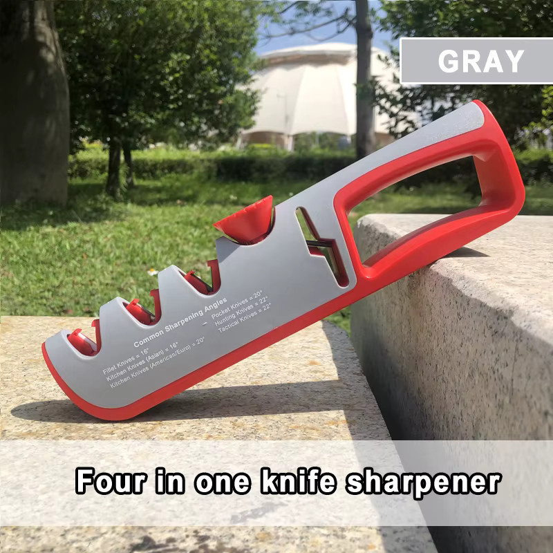 RSCHEF 4-in-1 Küchenmesser-Schleifer und Scheren-Schärfstein in Rot/Grau mit winkelverstellbarer Funktion - Bild 5