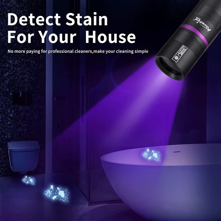 Alonefire UV-Schwarzlicht-Taschenlampe 365nm, USB-aufladbare Mini-Ultraviolett-Lampe in Schwarz - Bild 2