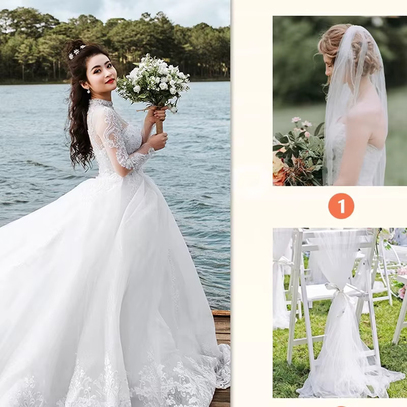 Xintianji Netzstoff in Weiß für Hochzeitskleider, Dekorationen und DIY-Projekte, Breite: 160 cm, Länge: 500 cm - Bild 2