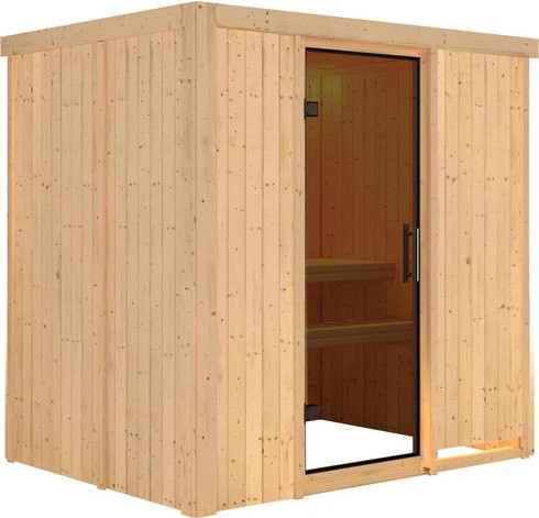 Karibu Sauna Kothla für 3 Personen aus Fichte in Beige ohne Ofen - Bild 1