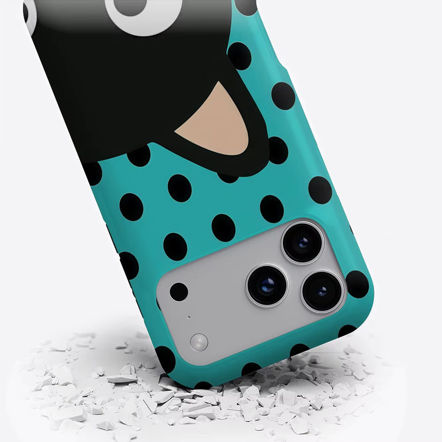 Aurbe Matte 2-in-1 MagSafe Hülle mit Film für iPhone 17 16 15 14 Plus Pro Max, Stoßfeste Hartschale, Türkis Polka Dot Katzen-Design - Bild 3