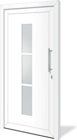 RORO Haustür Arnstein aus Aluminium in Weiß mit Glaseinsatz, modern, B/T/H: 110 x 40 x 210 cm - Bild 1