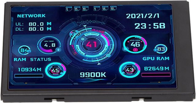 mfySpace 3,5-Zoll IPS USB Mini-Bildschirm als PC Sensor Panel zur Anzeige von CPU RAM und Temperaturdaten in Blau - Bild 1