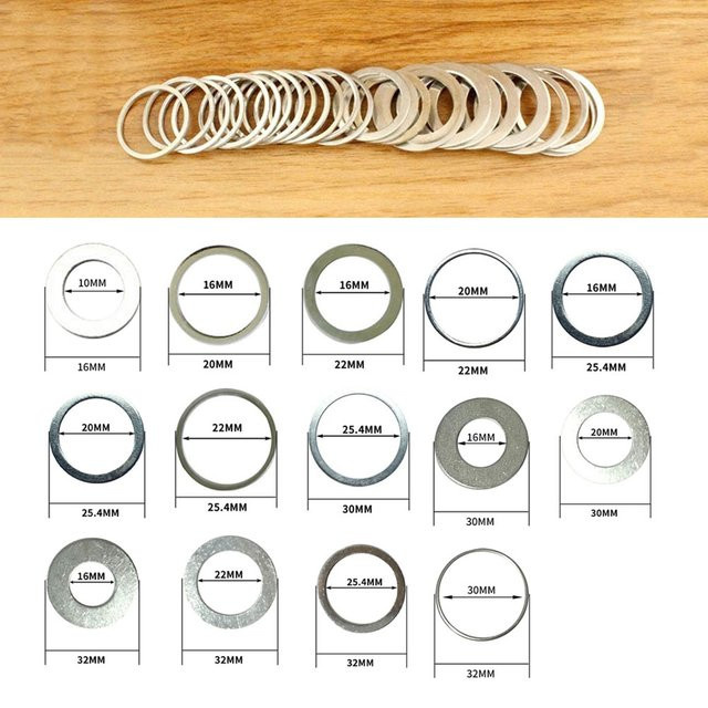 Vibratite 10er Set Kreissäge Reduzierungsringe zur Umwandlung für Holzbearbeitung, Durchmesser: 16 mm, 20 mm, 22 mm, 25,4 mm, 30 mm und 32 mm - Bild 1
