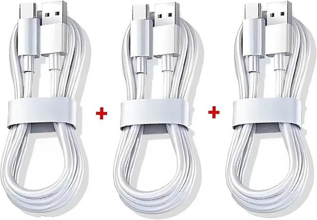3C Accessories 2 USB A auf Typ C Schnellladekabel 120W 10A in Weiß, 2m Länge - Bild 1