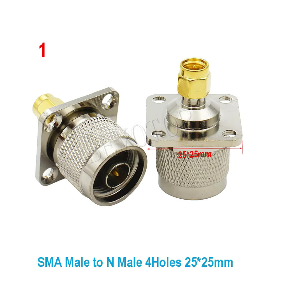 BEVOTOP SMA-Stecker auf BNC/L16 N/TNC/UHF-Stecker auf 4-Loch Flansch-Chassis-Einbaubuchse aus Messing in Silber - Bild 1