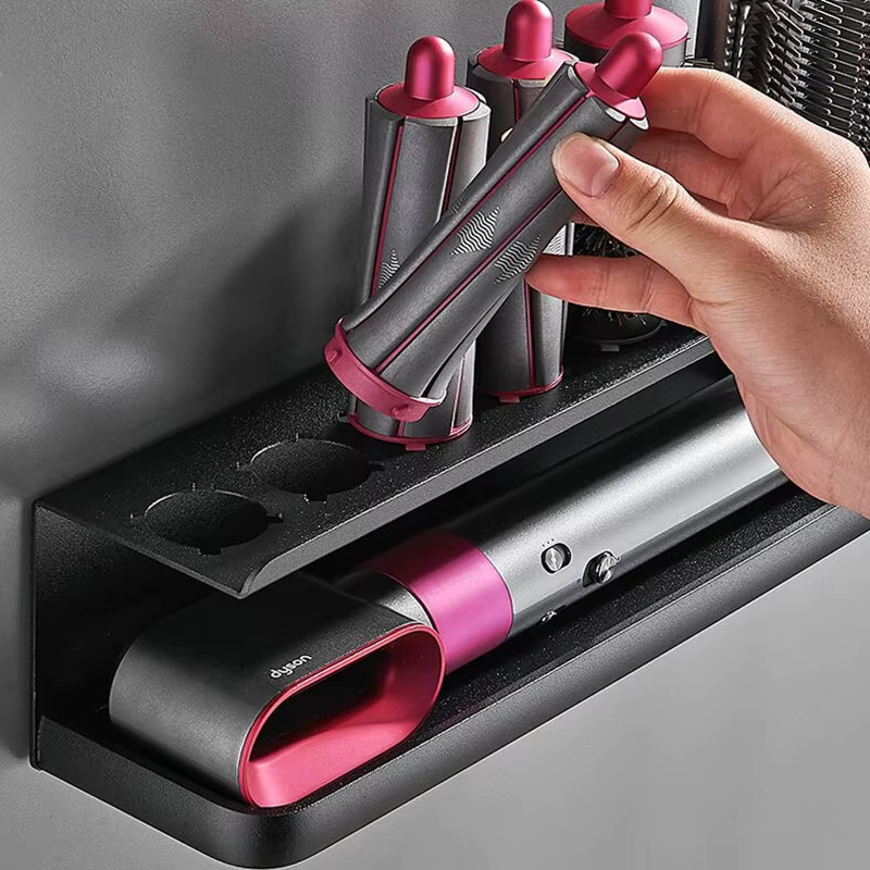 Wandmontiertes Aufbewahrungsregal für Dyson Airwrap in Schwarz und Gold zur Aufbewahrung von Trockner und Lockenwicklern - Bild 3