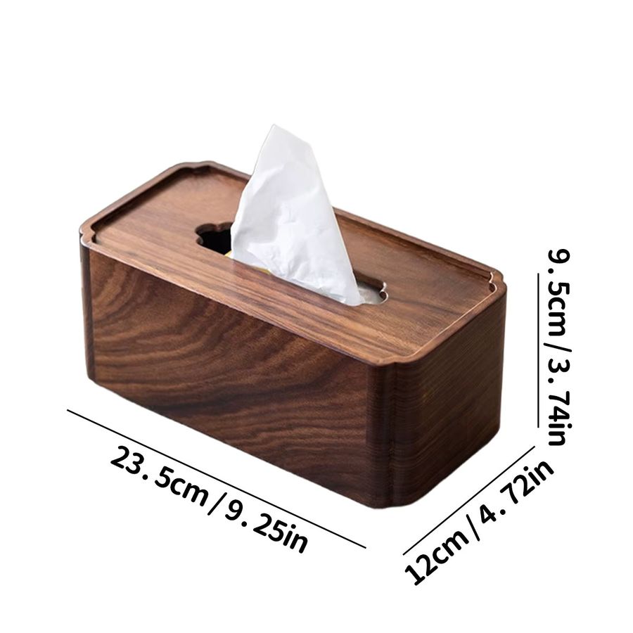Premium-Taschentuchbox aus Wengeholz mit ausziehbarem Boden und rostfreier Feder in Rechteckform - Bild 2