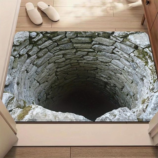 Rutschfeste Mikrofaser Fußmatte mit optischer Illusion Abgrund Muster von Fancy Homeware, grau, B/T: 40 x 60 cm - Bild 1