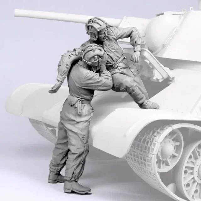 BAANFU Harzfiguren-Modellbausätze historische Militärpanzer-Crew, 2-teiliges Set, Maßstab 1:35 - Bild 1