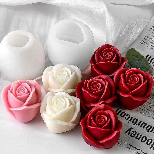 UDOCOOL 2er-Set Silikonformen in Rosa für DIY Rosen-Kerzen, Seife, Gips und Schokolade - Bild 1