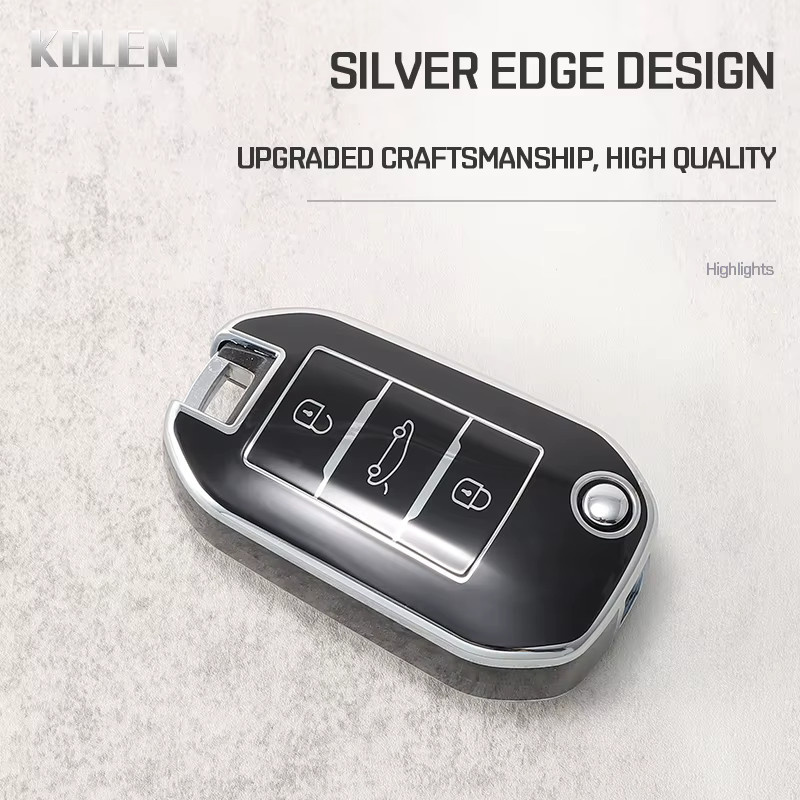KOLEN TPU Auto Flip Key Case Cover Shell für Peugeot und Citroen in Schwarz - Bild 4