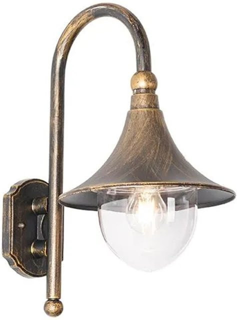 QAZQA Daphne Klassische Außenwandleuchte in Antikgold, IP44 Wandlampe für Garten und Außenbereiche, E27, Höhe: 35,0 cm, Breite: 15,0 cm, Tiefe: 25,5 cm - Bild 1