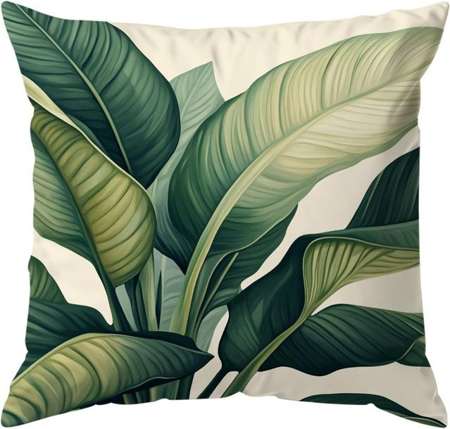 JMG Clothing Dekokissen Kissenbezug mit tropischem grünen Blättermuster aus Polyester, B/B: 45 x 45 cm - Bild 1