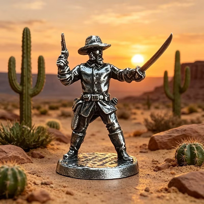 KASTIZA Wild West Cowboy Indianer-Krieger Figuren, Metall, Grau - Bild 1