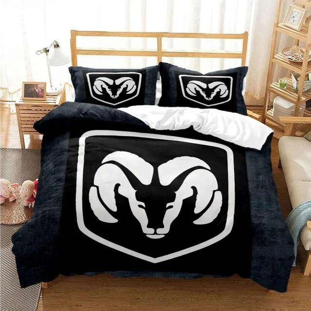 Bettwäscheset Dodge Ram mit Bettbezug und Kissenbezügen, Schwarz, B/H: 150 x 200 cm - Bild 1